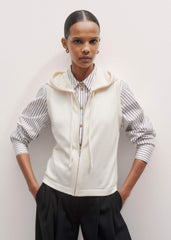 Cream Icon Cashmere Sleeveless Blazer Hoody meandem