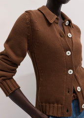 Brown Slim Collared Cardigan meandem