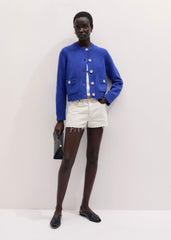 Deep Blue Straight Crop Cardigan meandem