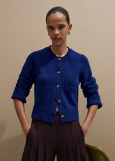 Blue Button-Through Straight Cardigan meandem