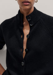 Black Button-Through Longline Cardigan meandem