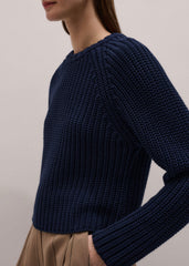 Navy Chunky Cotton Raglan Sweater meandem