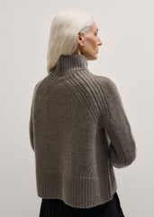 Brown Cashmere High Neck Relaxed Statement Sweater meandem