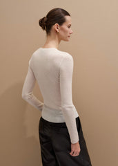 Cream Barely There Slim Rib Layering Sweater meandem