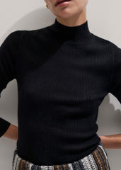Black Barely There Slim Rib Layering Sweater meandem