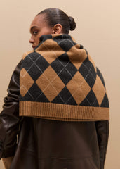 Brown Cashmere Relaxed Argyle Sweater meandem
