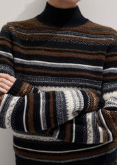 Black Textured Stitch Relaxed High Neck Sweater meandem