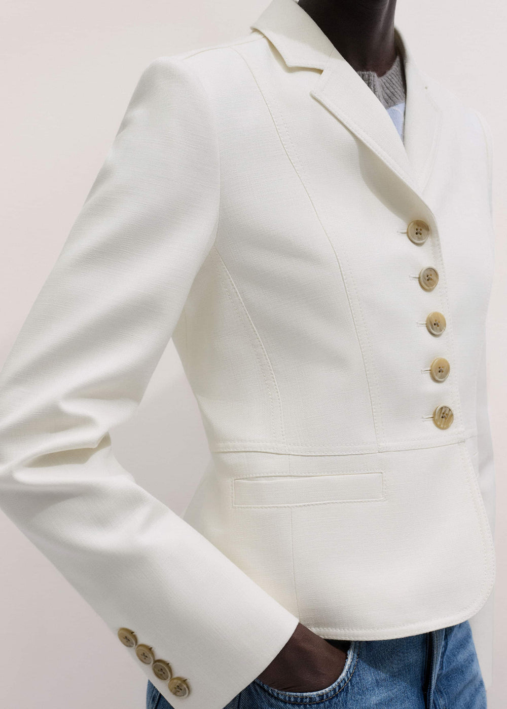 Ivory Fitted Utility Jacket meandem
