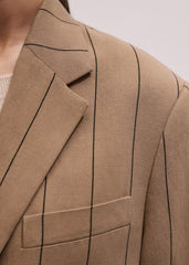 Tan Icon Intelligently Oversized Pinstripe Blazer meandem