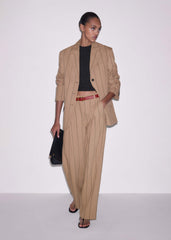 Tan Icon Intelligently Oversized Pinstripe Blazer meandem