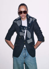 Navy Sharp Shoulder Blazer meandem