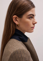 Mocha Brown Pinstripe Sharp Shoulder Blazer meandem