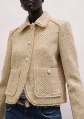 Cream Fringed Short Jacket meandem