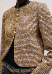 Gold Metallic Crop Evening Jacket meandem