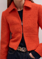 Orange Cropped Bouclé Jacket meandem