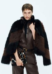 Brown Luxe Patchwork Coat meandem