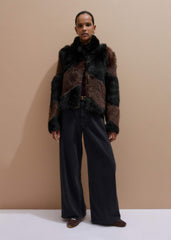 Brown Luxe Patchwork Coat meandem