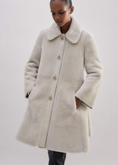 Natural Luxe Shearling Leather-Mix Swing Coat meandem