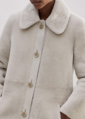Natural Luxe Shearling Leather-Mix Swing Coat meandem