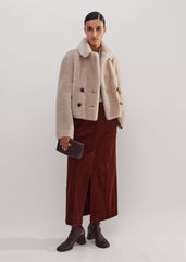 Cream Luxe Short Shearling Coat | Shearling Coats meandem