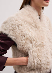Cream Shearling Evening Layering Shrug meandem