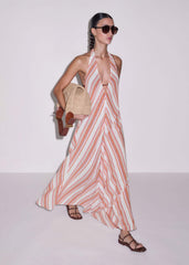 Pink Halter Maxi Beach Dress meandem