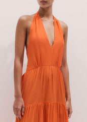 Orange Tiered Maxi Beach Dress meandem