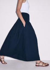 Navy Cheesecloth Relaxed Maxi Skirt meandem