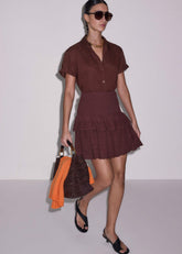 Cinnamon Brown Turn-Up Cuff Shirt Co-ord meandem