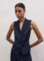 Navy Pinstripe Wrap Vest meandem