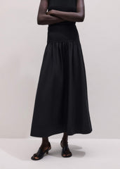 Black Mixed Media Maxi Skirt meandem