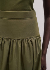 Olive Green Mixed Media Maxi Skirt meandem