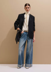 Cream Silk Elevated Cowl Neck Top meandem