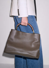 Olive Green Leather Soft Constructed Day Bag meandem