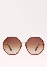 Cinnamon Hetagonal Frame Sunglasses meandem