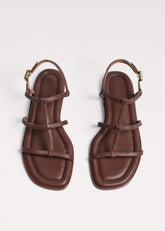 Dark Brown Caged Flat Sandal meandem