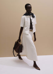 White Panelled A-Line Maxi Skirt meandem