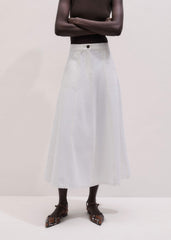 White Panelled A-Line Maxi Skirt meandem