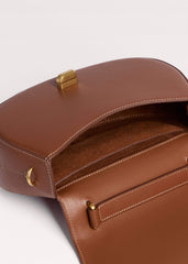 Dark Tan Resin Top Handle Structured Saddle Bag meandem