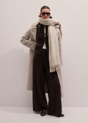 Brown Cashmere Straight Hoodie + Wide-Leg Pant Knitted Co-ord meandem