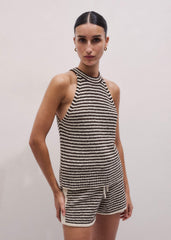 Cocoa Brown Stripe Short Co-ord meandem