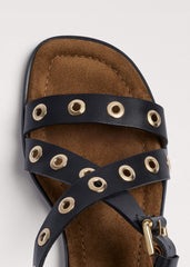 Black Eyelet Stud Sandal meandem