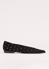 Black Suede Stud Point Flat meandem