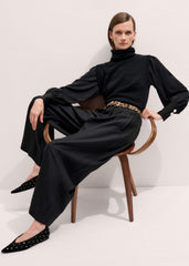Black Suede Stud Point Flat meandem