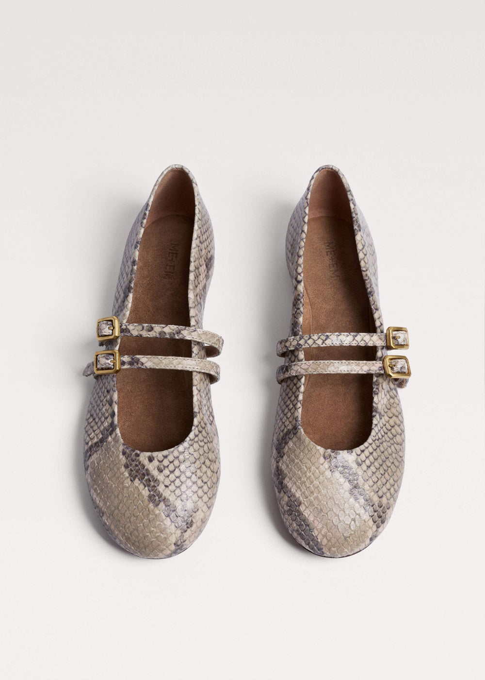 Gray Snake Print Ballet Flat meandem