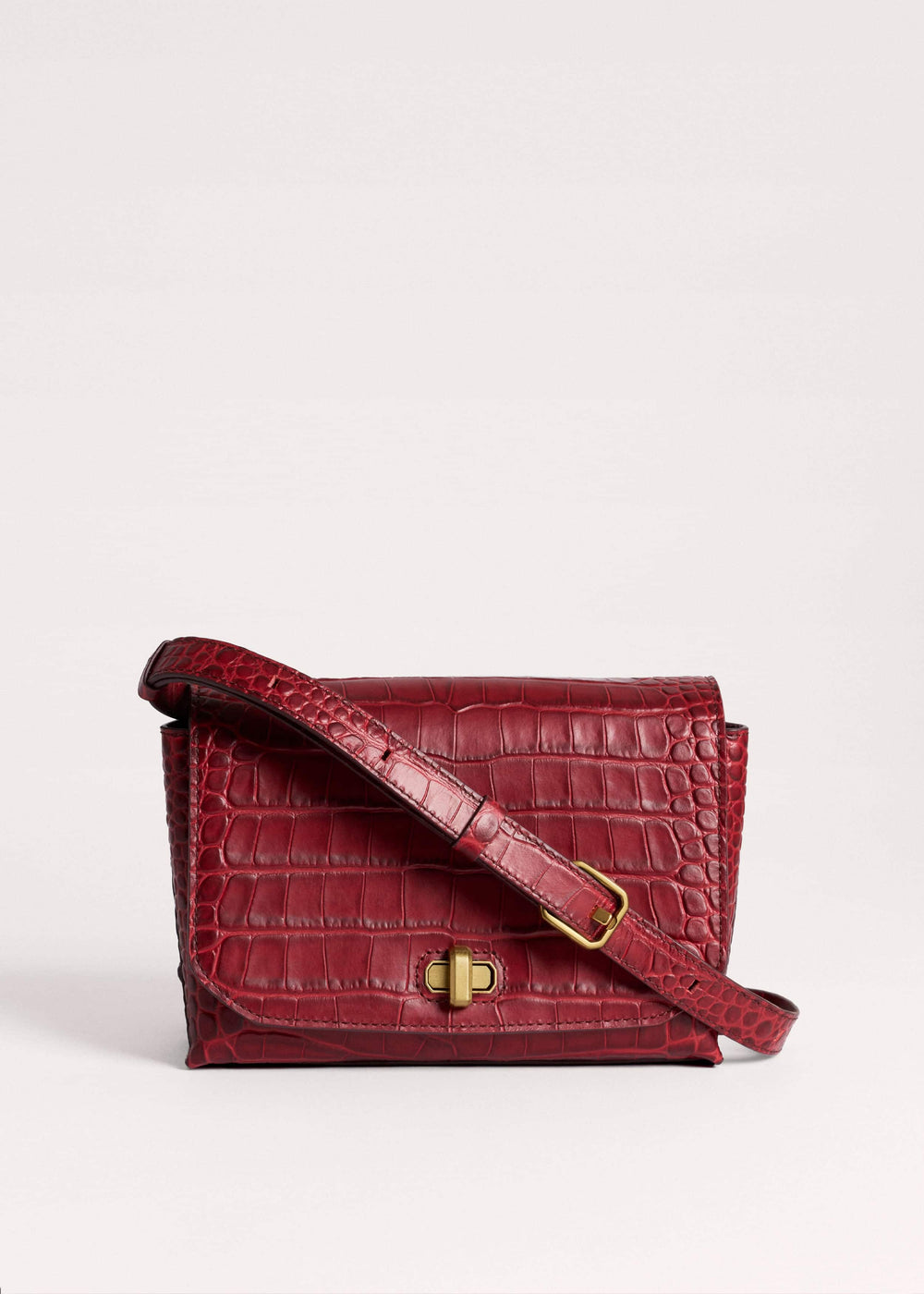 Red Leather Croc Print Clutch 2-in-1 Bag meandem
