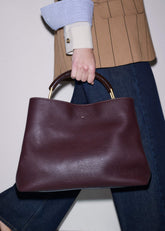 Red Leather Soft Constructed Day Bag meandem