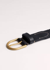 Black Round Raffia Summer Belt meandem