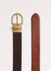 Chocolate + Tan Reversible Belt meandem