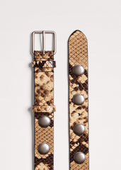 Brown Snake Embossed Metal Stud Belt meandem